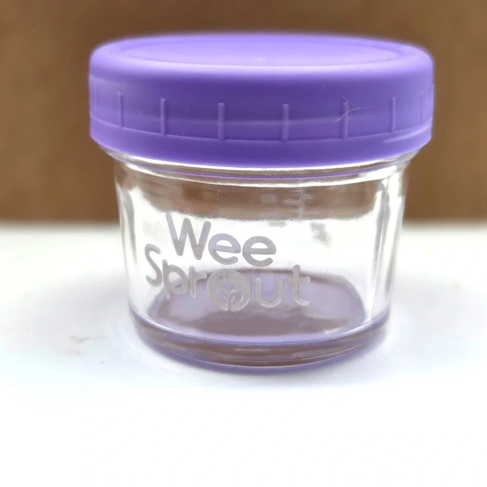 NEW Wee Sprout Glass Storage‎ 4 oz Baby Food Jars Set of 6 Multicolored Lids